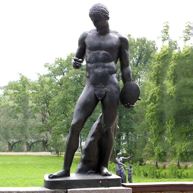 Discus thrower bronze garden sculpture